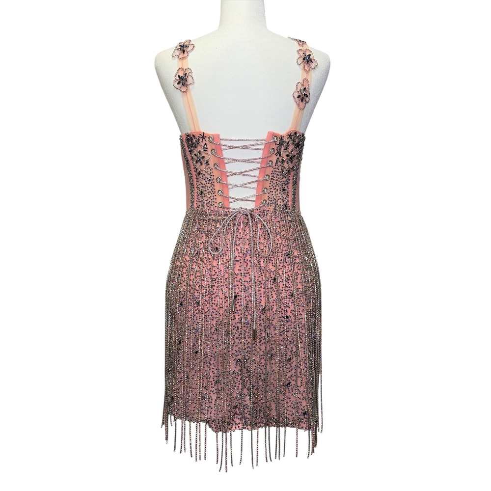 Portia & Scarlett Couture Crystal Embellished Fringed Mini Dress 6‎ NWT - Picture 6 of 11